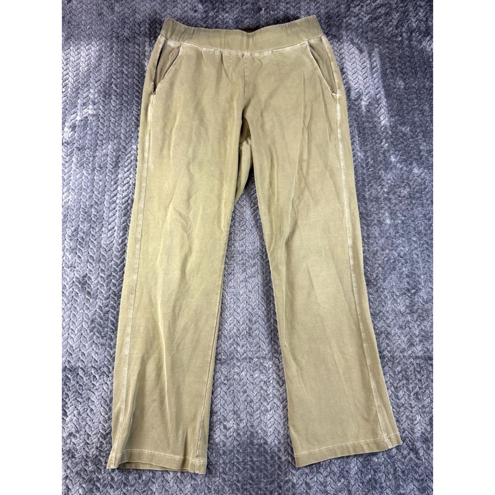 Real Fair Trade Maggie's Organics Pants Women Large Green High Rise Straight Leg